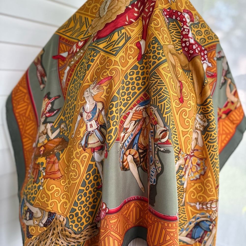 Hermes Les Ballets Russes silk scarf shawl wrap vintage by Annie Faivre 90 cm - Picture 5 of 17